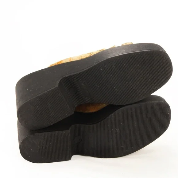 Vintage 90s Coaster Asian Floral Inspired Satin Platform Wedge Sandal Shoes - Picture 6 of 8